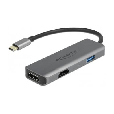 DeLOCK USB Type-C zu Dual HDMI Adapter mit 4K 60 Hz und USB Port