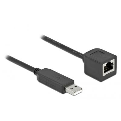 DeLOCK Serielles Anschlusskabel mit FTDI Chipsatz, USB 2.0 Typ-A Stecker zu RS-232 RJ45 Buchse 1 m schwarz