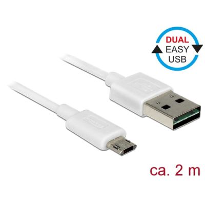 DeLOCK 84808 USB Kabel 2 m USB 2.0 USB A Micro-USB B Weiß