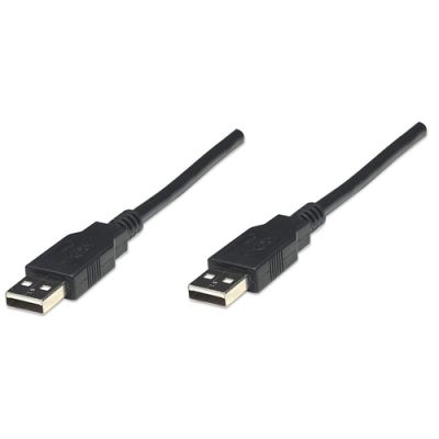 Manhattan Hi-Speed USB A Anschlusskabel, USB 2.0, Typ A Stecker - Typ A Stecker, 480 Mbps, 1,8 m, Schwarz