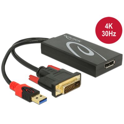 DeLOCK 0.3m, DVI 24+1 + USB-A/Displayport 20p 0,3 m DVI-D + USB HDMI Schwarz