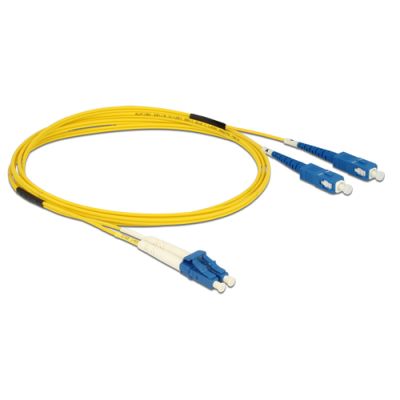 DeLOCK 84610 Glasfaserkabel 2 m LC SC OS2 Gelb