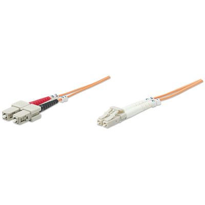 Intellinet Glasfaser LWL-Anschlusskabel, Duplex, Multimode, LC/SC, 50/125 µm, OM2, 5 m, orange
