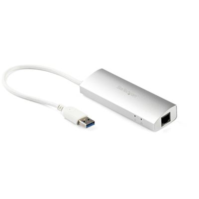 StarTech.com 3-Port USB Hub mit Ethernet, USB-A Ports, Gigabit Ethernet/GbE, USB 5Gbps, Robustes Design, USB-Busbetrieben, Tragbarer Laptop USB 3.0 Hub