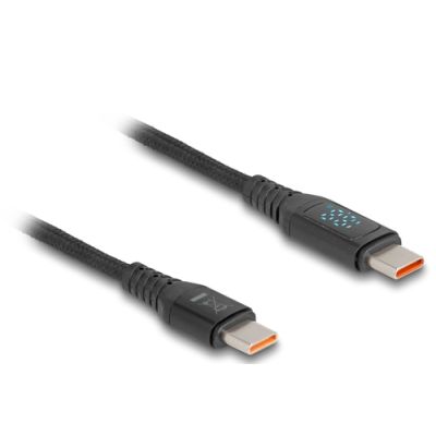 DeLOCK USB 2.0 Schnelladekabel USB Type-C™ Stecker zu Stecker PD 3.1 140 W mit Leistungsanzeige 1,20 m