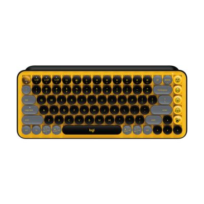 Logitech POP Keys Wireless Mechanical Keyboard With Emoji Keys Tastatur RF Wireless + Bluetooth QWERTY Spanisch Schwarz, Grau, Gelb