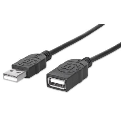 Manhattan Hi-Speed USB 2.0 Verlängerungskabel, USB 2.0, Typ A Stecker - Typ A Buchse, 480 Mbps, 3 m, Schwarz