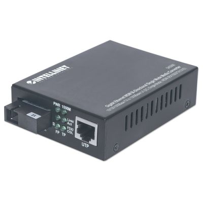 Intellinet Gigabit Ethernet WDM bidirektionaler Singlemode Medienkonverter, 10/100/1000Base-TX auf 1000Base-LX (SC) Singlemode, 20 km, WDM (RX1550/TX1310)