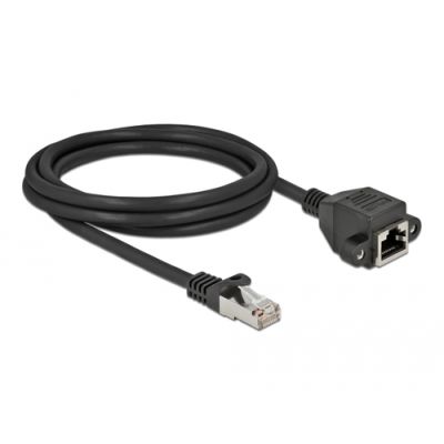DeLOCK Netzwerk Verlängerungskabel S/FTP RJ45 Stecker zu RJ45 Buchse Cat.6A 2 m schwarz