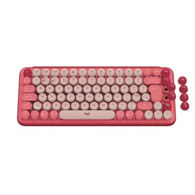 Logitech POP Keys Wireless Mechanical Keyboard With Emoji Keys Tastatur RF Wireless + Bluetooth QWERTZ Deutsch Burgund, Pink, Rose