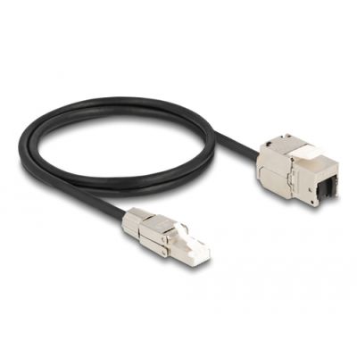DeLOCK 87206 Netzwerkkabel Schwarz, Silber 1 m Cat6a S/FTP (S-STP)
