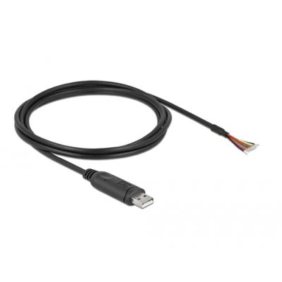 DeLOCK Adapterkabel USB 2.0 Typ-A zu seriell RS-232 mit 9 offenen Kabelenden + Schirmung 2 m