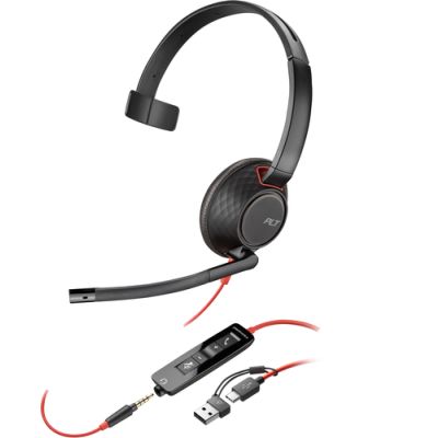 POLY Blackwire 5210 Monaural USB-C-Headset +3,5-mm-Stecker +USB-C/A-Adapter (Packungseinheit)
