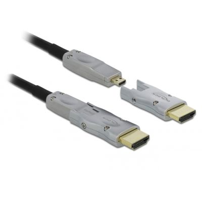 DeLOCK 85880 HDMI-Kabel 10 m HDMI Typ D (Mikrofon) Schwarz, Grau