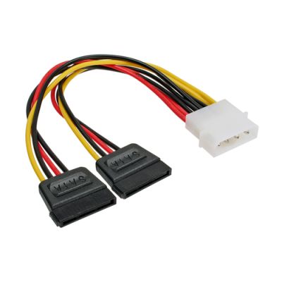 InLine Strom Y-Kabel intern, 1x 13,34cm (5,25") an 2x 15pol SATA, 0,20m