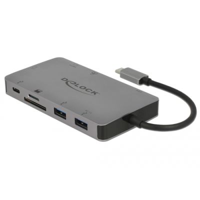 DeLOCK 87735 laptop-dockingstation & portreplikator Kabelgebunden USB 3.2 Gen 1 (3.1 Gen 1) Type-C Grau