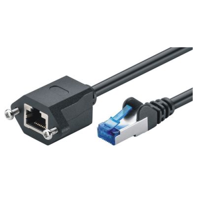 M-Cab CAT6A Patchkabelverlängerung, S-FTP, LSZH, St/Bu, 0.5m, bk