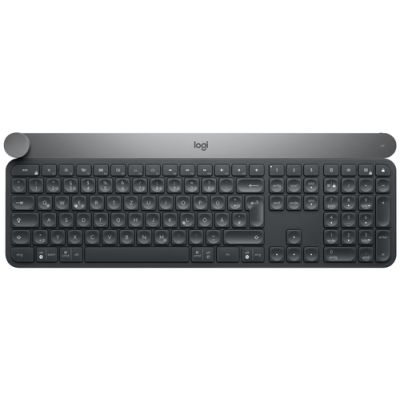Logitech Craft Advanced keyboard with creative input dial Tastatur RF Wireless + Bluetooth QWERTZ Schweiz Schwarz, Grau