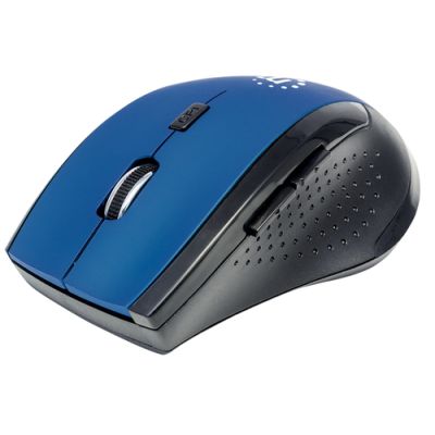 Manhattan Curve Wireless Maus, USB, optisch, fünf Tasten plus Mausrad, 1600 dpi, blau