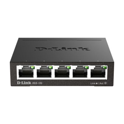 D-Link DGS-105 Unmanaged L2 Gigabit Ethernet (10/100/1000) Schwarz