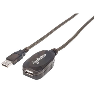 Manhattan Hi-Speed USB 2.0 Repeater Kabel, USB A-Stecker auf A-Buchse, in Reihe schaltbar, 15 m, schwarz