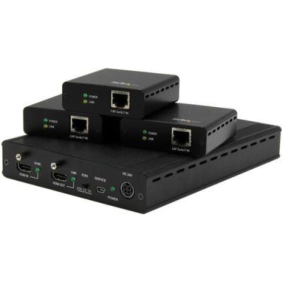 StarTech.com 3 Port HDBaseT Extender Kit mit 3 Empfängern - 1x3 HDMI über CAT5 Splitter - Bis zu 4K