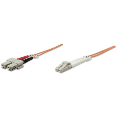 Intellinet Glasfaser LWL-Anschlusskabel, Duplex, Multimode, LC/SC, 62,5/125 µm, OM1, 3 m, orange