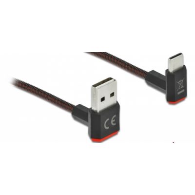 DeLOCK EASY-USB 2.0 Kabel Typ-A Stecker zu USB Type-C™ Stecker gewinkelt oben / unten 1 m schwarz