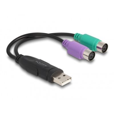 DeLOCK 61051 PS/2-Kabel 0,17 m 2x 6-p Mini-DIN USB A Schwarz, Grün, Violett