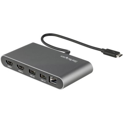 StarTech.com Thunderbolt 3 Mini Dockingstation - Tragbare Dockingstation für Zwei Monitore, HDMI 4K 60 Hz - 2x USB-A Hub (3.2/2.0), GbE - 28cm Kabel - TB3 Multiport Adapter - Mac/Windows