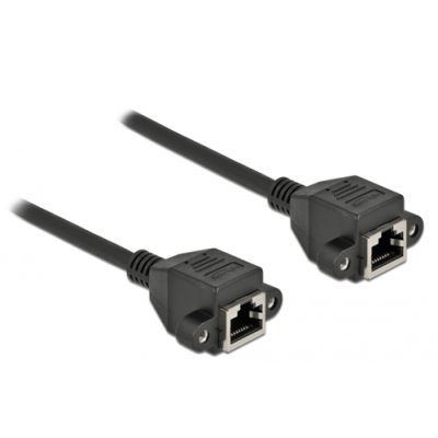DeLOCK Netzwerk Verlängerungskabel S/FTP RJ45 Buchse zu RJ45 Buchse Cat.6A 2 m schwarz