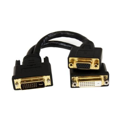 StarTech.com 20cm DVI-I Stecker auf DVI-D Buchse und VGA Buchse Splitter