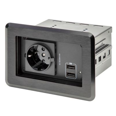 StarTech.com Tischanschlussfeld mit Einbausteckdose mit 2x USB-Anschlüssen