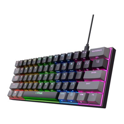 Trust GXT 867 Acira Tastatur USB QWERTZ Deutsch Schwarz, Grau