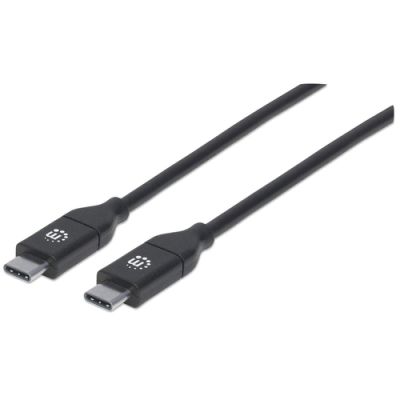 Manhattan USB 2.0 Typ C-Anschlusskabel, USB 2.0, Typ C-Stecker auf Typ C-Stecker, 480 Mbit/s, 5 A, 2 m, schwarz