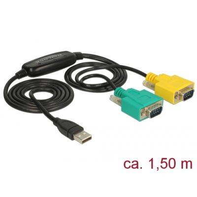 DeLOCK 63466 Serien-Kabel Schwarz, Grün, Gelb 1,5 m USB Typ-A DB-9