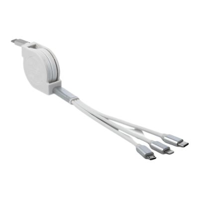 DeLOCK USB Type-C 3 in 1 Aufrollladekabel für Lightning / Micro USB / USB Type-C weiß