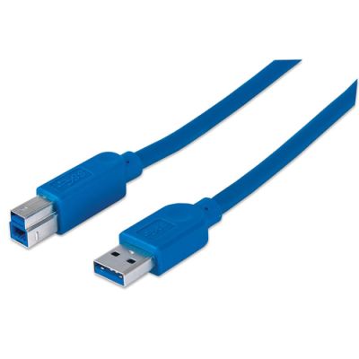 Manhattan SuperSpeed USB-B Anschlusskabel, USB 3.0, Typ A-Stecker - Typ B-Stecker, 5 Gbit/s, 3 m, blau