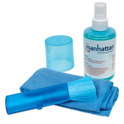 Manhattan LCD Cleaning Kit, Alkoholfrei, enthält 200 ml Reinigungsflüssigkeit, Pinsel und Mikrofasertuch