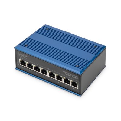 Digitus 8 Port Gigabit Ethernet Netzwerk PoE Switch, Industrial, Unmanaged