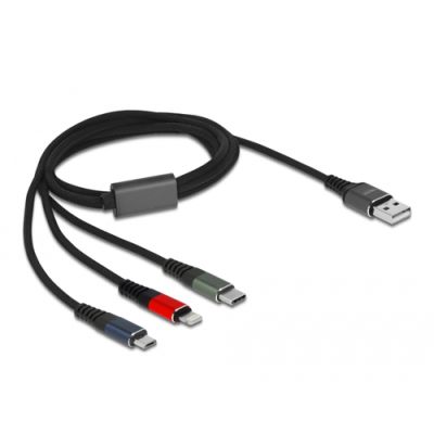 DeLOCK 87277 USB Kabel 1 m USB 2.0 USB A Micro-USB B/Lightning/Apple 30-pin Grün, Schwarz, Rot, Blau