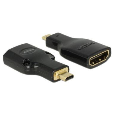 DeLOCK HDMI Micro-D/HDMI-A, M/F, 4K Micro-HDMI Schwarz