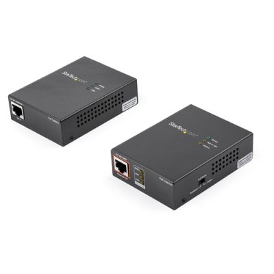 StarTech.com 1 Port Gigabit PoE Injector & Splitter Komplet - 60W über Ethernet Injektor 100m/12-24V DC Verteiler 802.3bt Midspan Einzeln Port Ultra PoE LAN/RJ45 Sicherheit/Überwachung