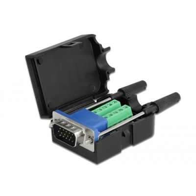 DeLOCK 66258 Drahtverbinder VGA 15 Pin, 10 Pin Terminalblock Schwarz