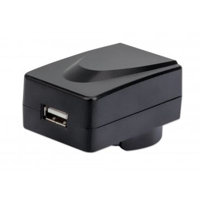 Manhattan USB-Ladegerät und Reiseadapter, Geeignet für Europa, UK, USA und Australien, ein USB-A-Ladeport lädt mit bis zu 1 A, schwarz