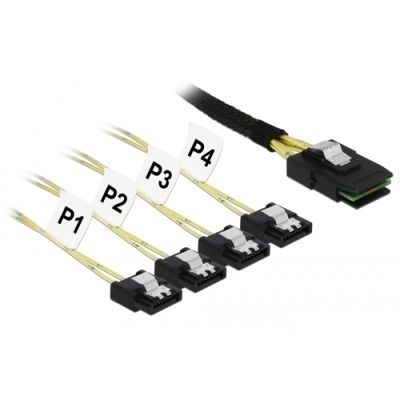 DeLOCK 85800 Serien-Kabel Schwarz 0,5 m Mini SAS SFF-8087 4x SATA 7pin