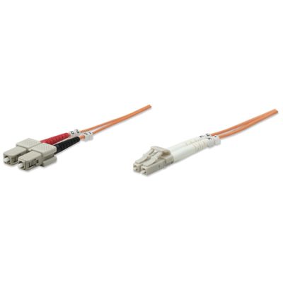 Intellinet Glasfaser LWL-Anschlusskabel, Duplex, Multimode, LC/SC, 50/125 µm, OM2, 3 m, orange