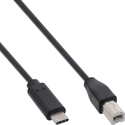 InLine USB 2.0 Kabel, USB-C Stecker an B Stecker, schwarz, 5m