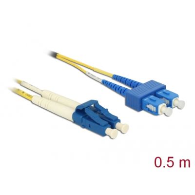 DeLOCK 86548 Glasfaserkabel 0,5 m LC SC OS2 Gelb
