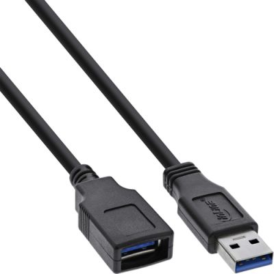 InLine USB 3.2 Gen.1 Kabel, A Stecker / Buchse, schwarz, 3m